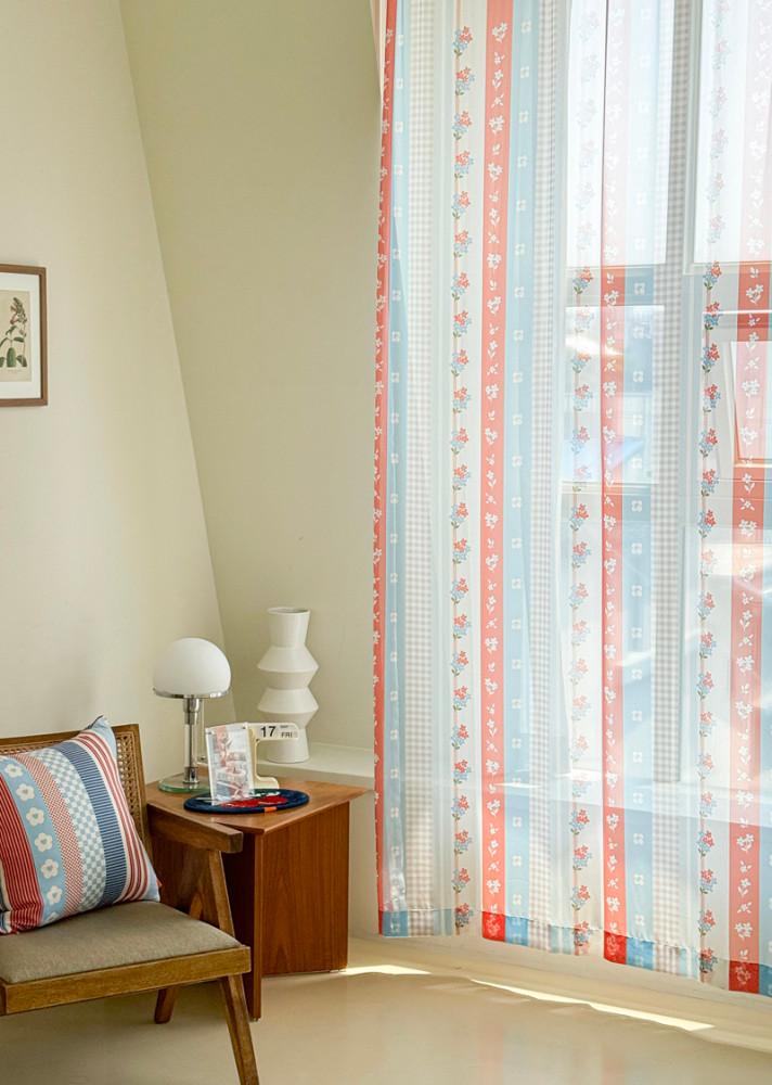 샤베트지아트 쉬폰 포인트 커튼 패브릭 창문 인테리어 패턴 디자인