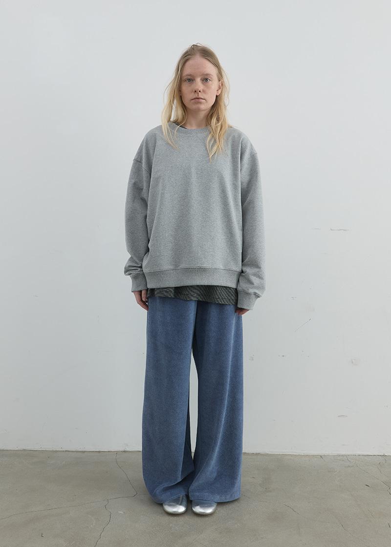 RELAXED TERRY WIDE LEG PANTS IN FADED NAVY