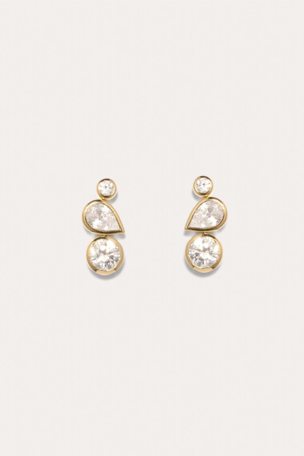 Like Peas in a Pod II - Cubic Zirconia and Gold Vermeil Earrings