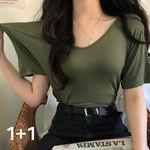 [무조건2장드려요!] 랍빠 V넥 스판 짱짱 반팔 티셔츠