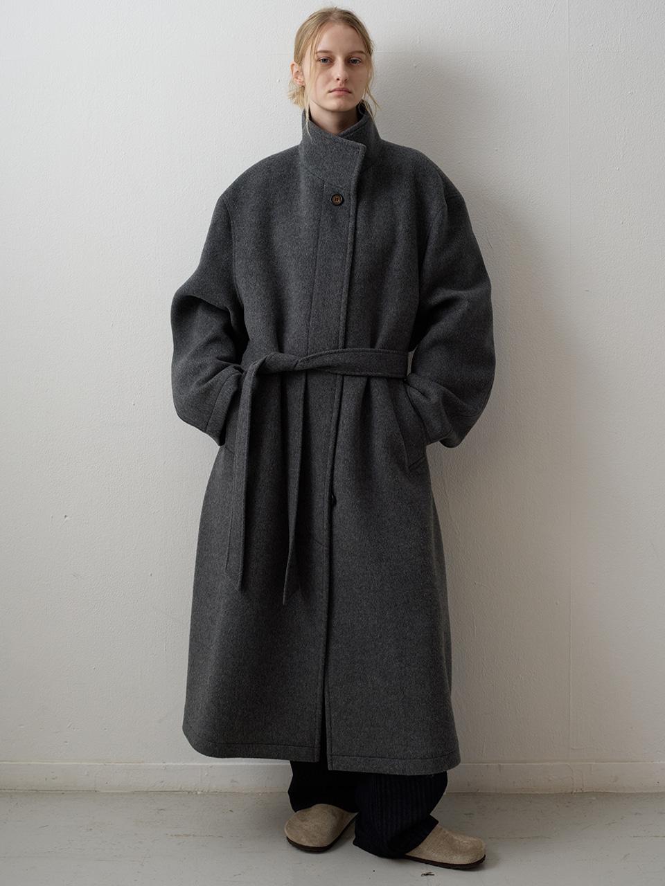 캐시미어 하이넥 코트_charcoal