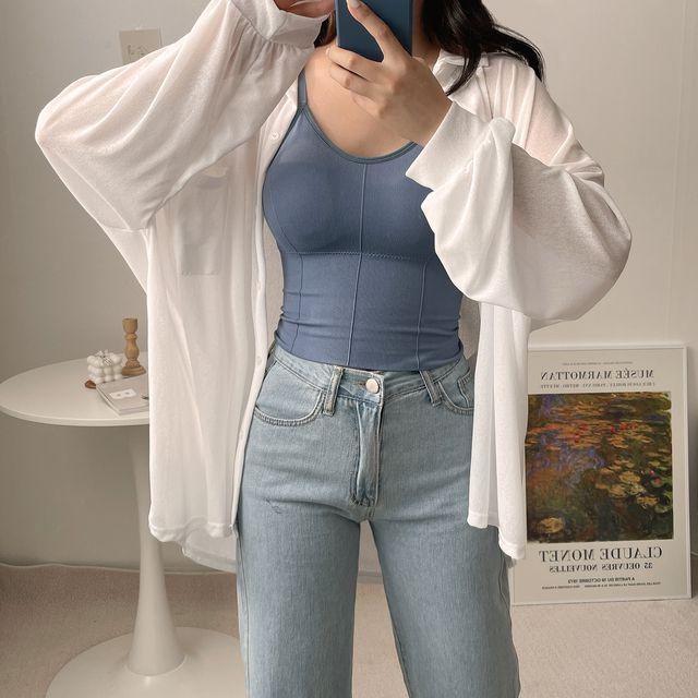 [힙덮어요/박시핏] 시스루 여름 카라 롱 셔츠 가디건  (4 color) _로그인