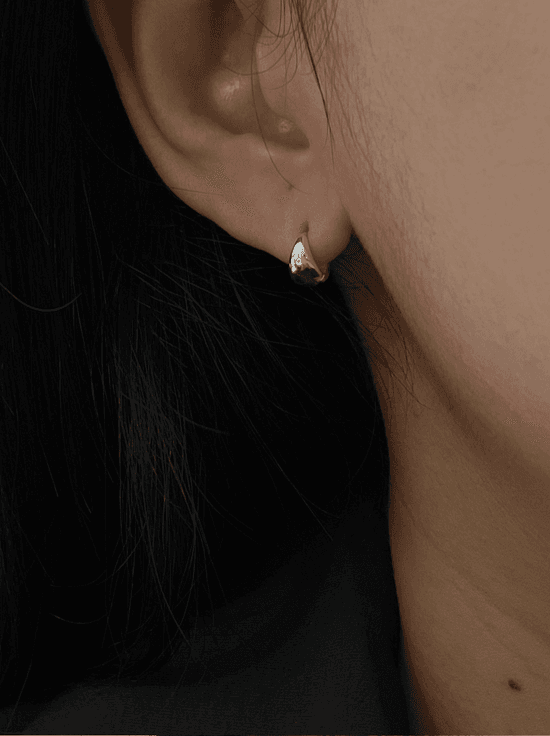 실버 미니 물방울 원터치 귀걸이