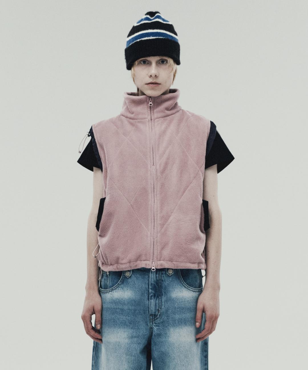 QUILTING FLEECE VEST PINK