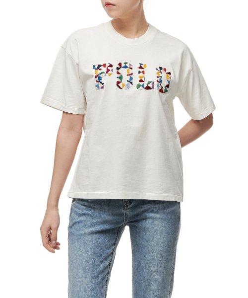 퀼트 로고 저지 티셔츠 - 화이트
