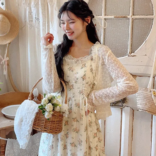 (66가능) 로제드 레이스 가디건 프릴 시스루 볼레로