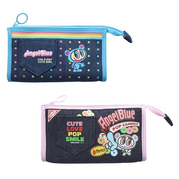 엔젤블루 데님 펜 파우치