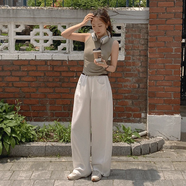 [숏,미들,롱] 요르 찰랑 핀턱 스냅 와이드 팬츠