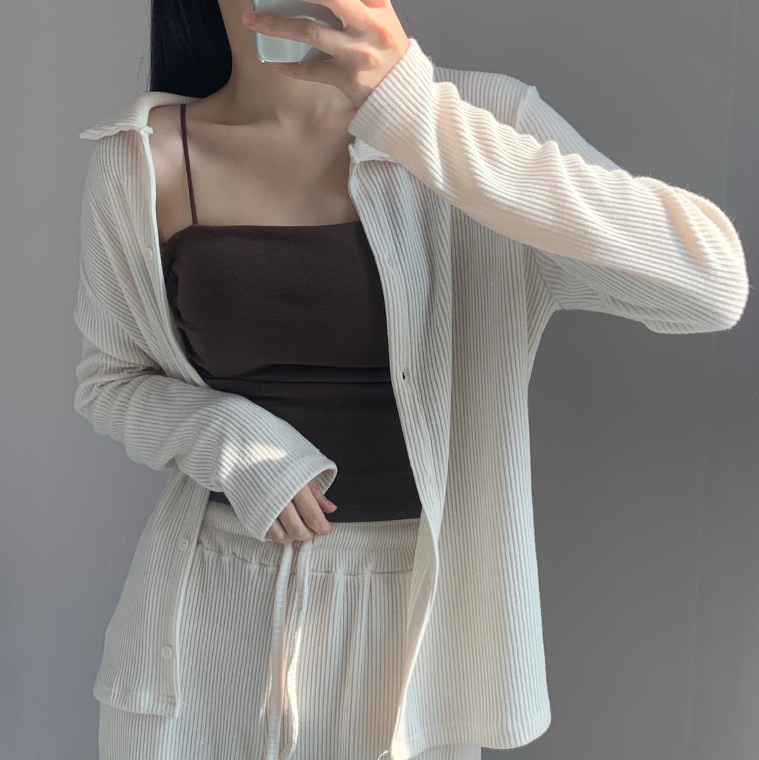 [2만장*롱/기모추가][캡내장] 셔링 끈 나시 여성 이너 슬리브리스 민소매 면 탑 패드