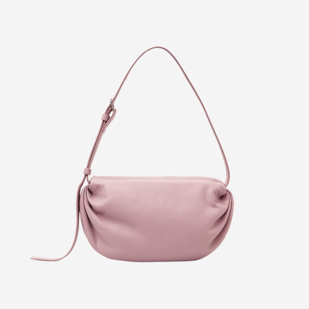 COS Gathered Leather Shoulder Bag Dusty Pink