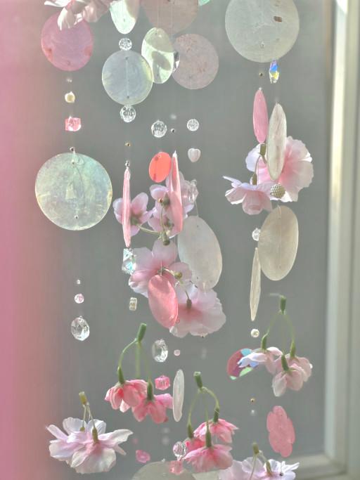 🌸✨봄맞이)랜덤 벚꽃 모빌 자개 크리스탈 한줄 썬캐쳐