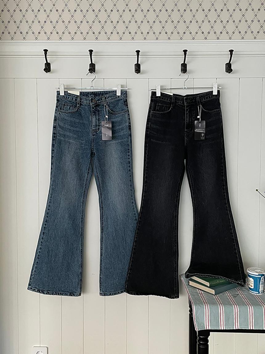 위니 크랙 워싱 부츠컷 데님 2col