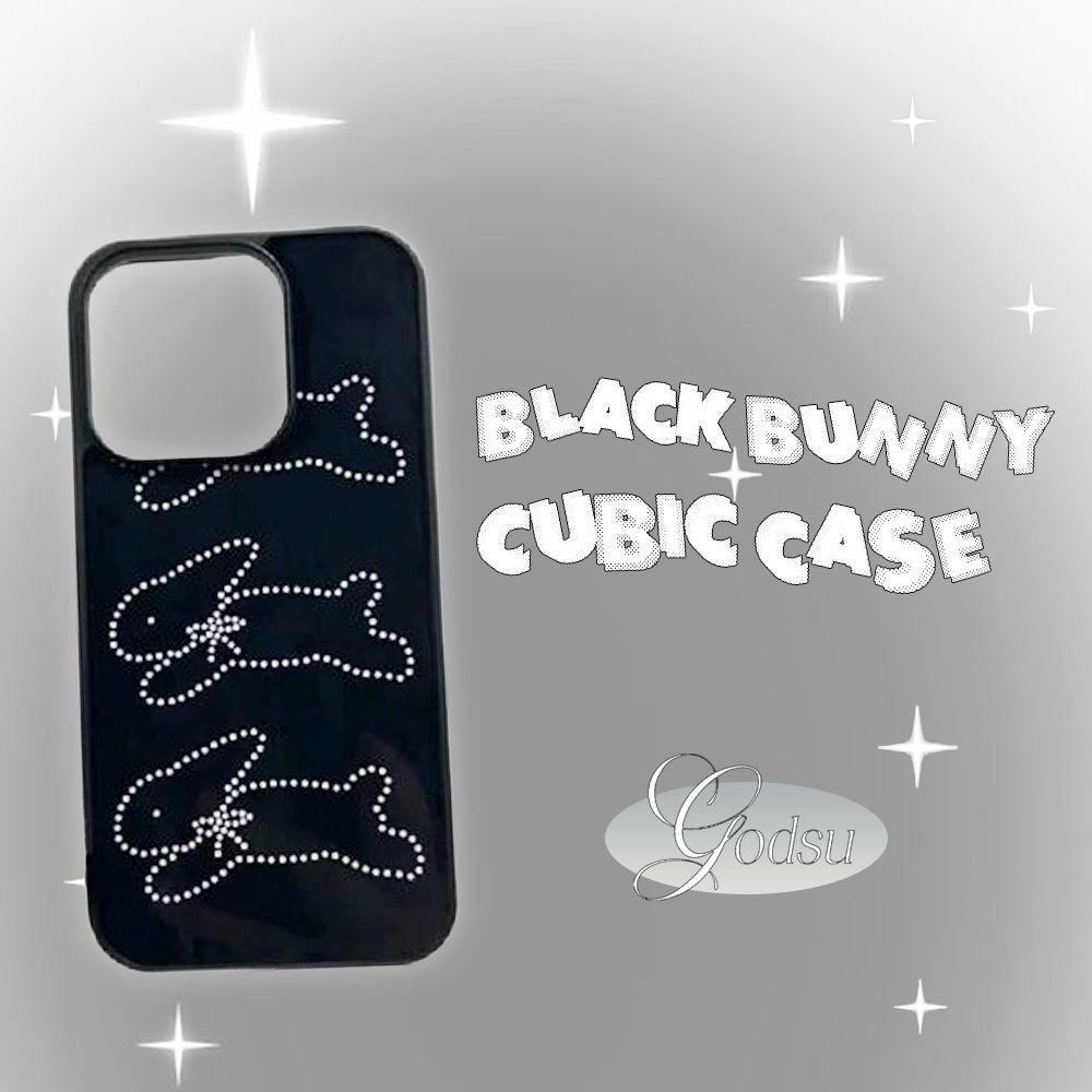 블랙 버니 큐빅 아이폰 케이스 토끼 15 14 프로 맥스