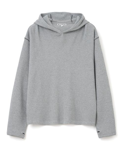 오브젝트 스티치 롱 슬리브 후디 [멜란지 그레이]