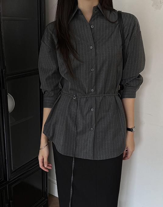 [OVM/하객룩/출근룩]모드 스트라이프 스트링 셔츠