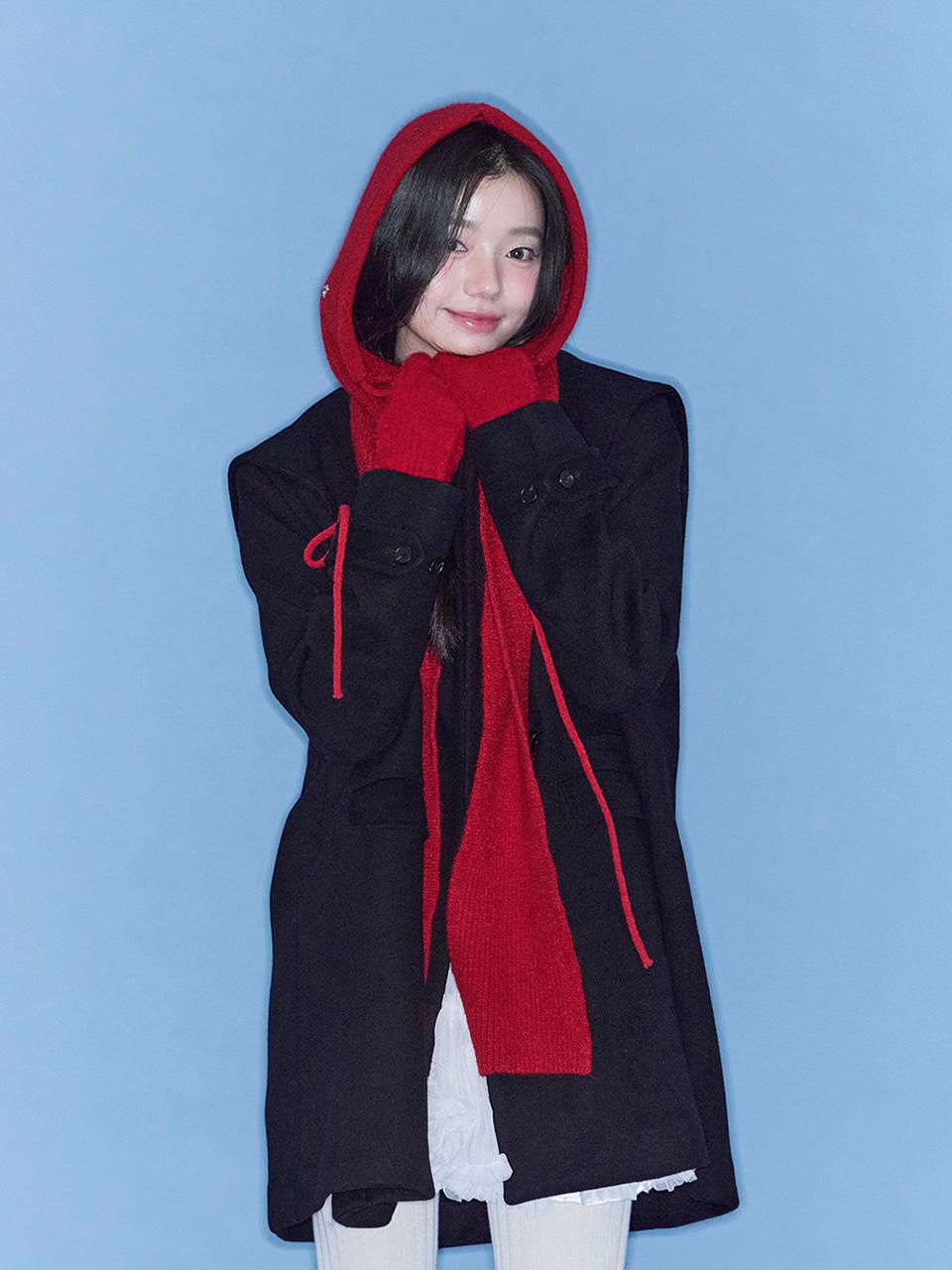 [예약발송 11/13] Knit Hoodie Muffler (Red)