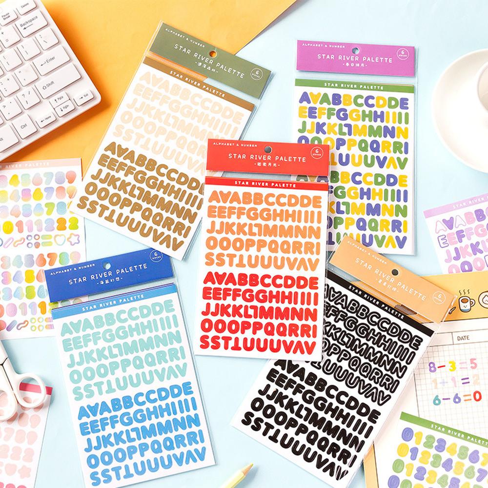 알파벳 숫자 6매입 다꾸 폰꾸 폴꾸 탑꾸 탑로더 꾸미기 스티커 5종