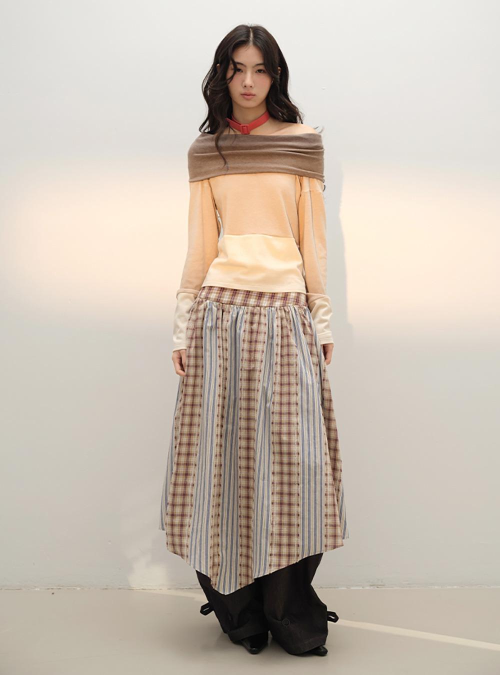 Spring French Patchwork A-Line Skirt