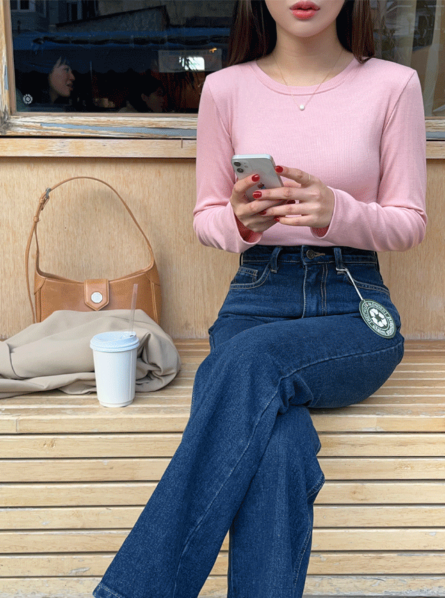 (1+1할인/MADE) 인생슬림핏 스판 골지긴팔티 - 5color