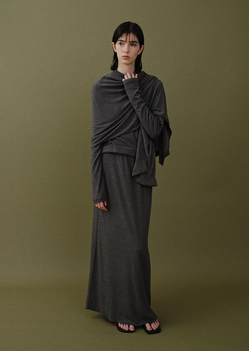 jersey maxi skirt (charcoal)