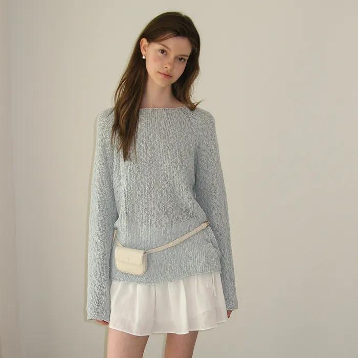 Plain Long Sleeve Knit - Light Blue