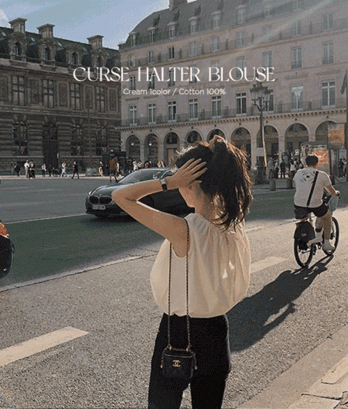 파인땡큐 [주문폭주/부유방커버/5000장돌파]커스홀터블라우스 3color  데일리룩/러블리/블라우스/나시/나시블라우스/민소매/휴양지룩/하객룩/홀터넥/장마룩/장마/장마철코디