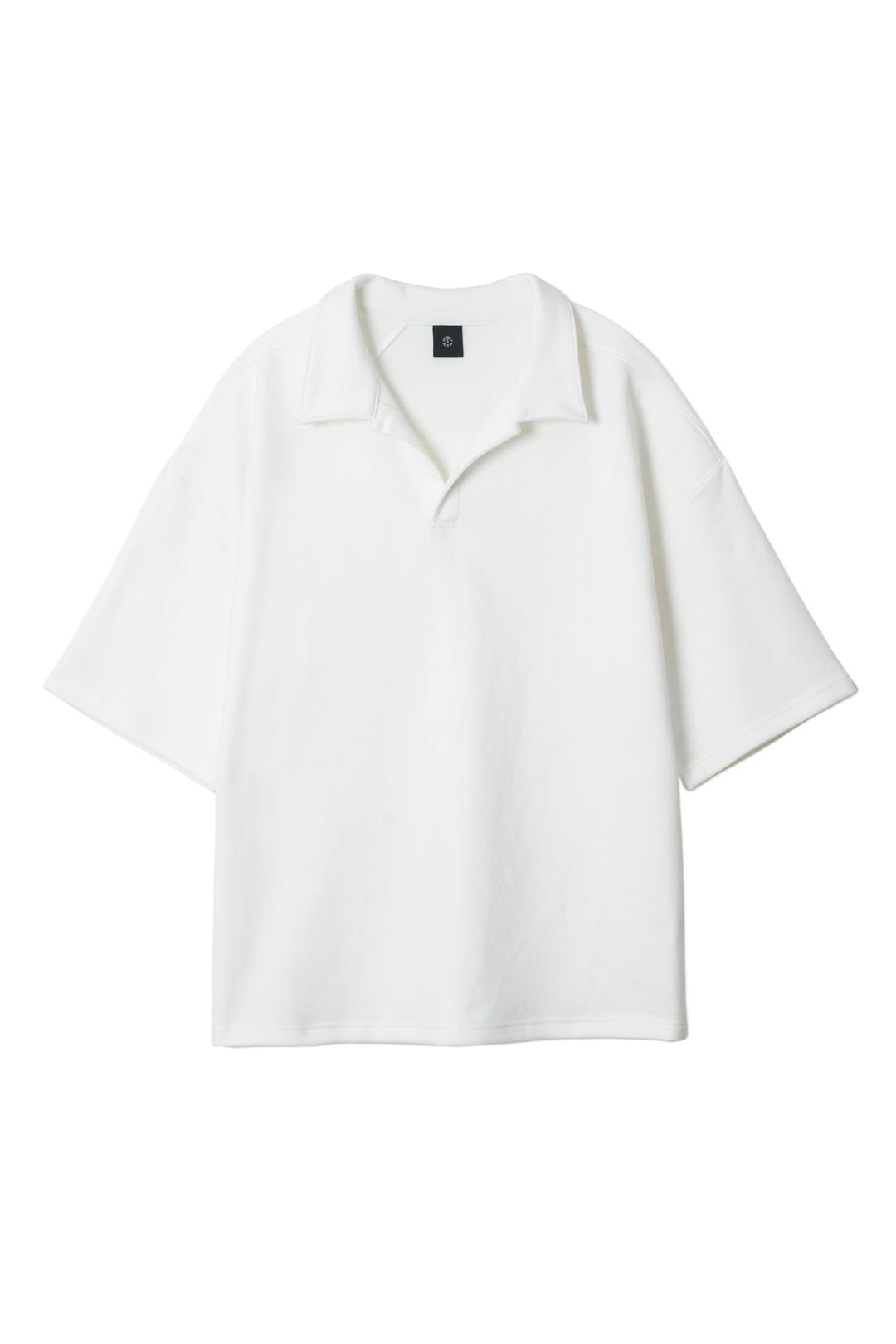 OPEN COLLAR S/S TEE / off-white