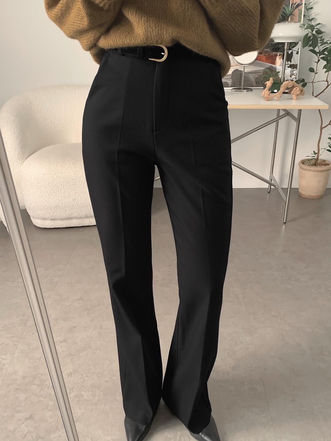 사색 브뤼셀 겨울 릴렉스드-플레어 트라우저 (블랙)