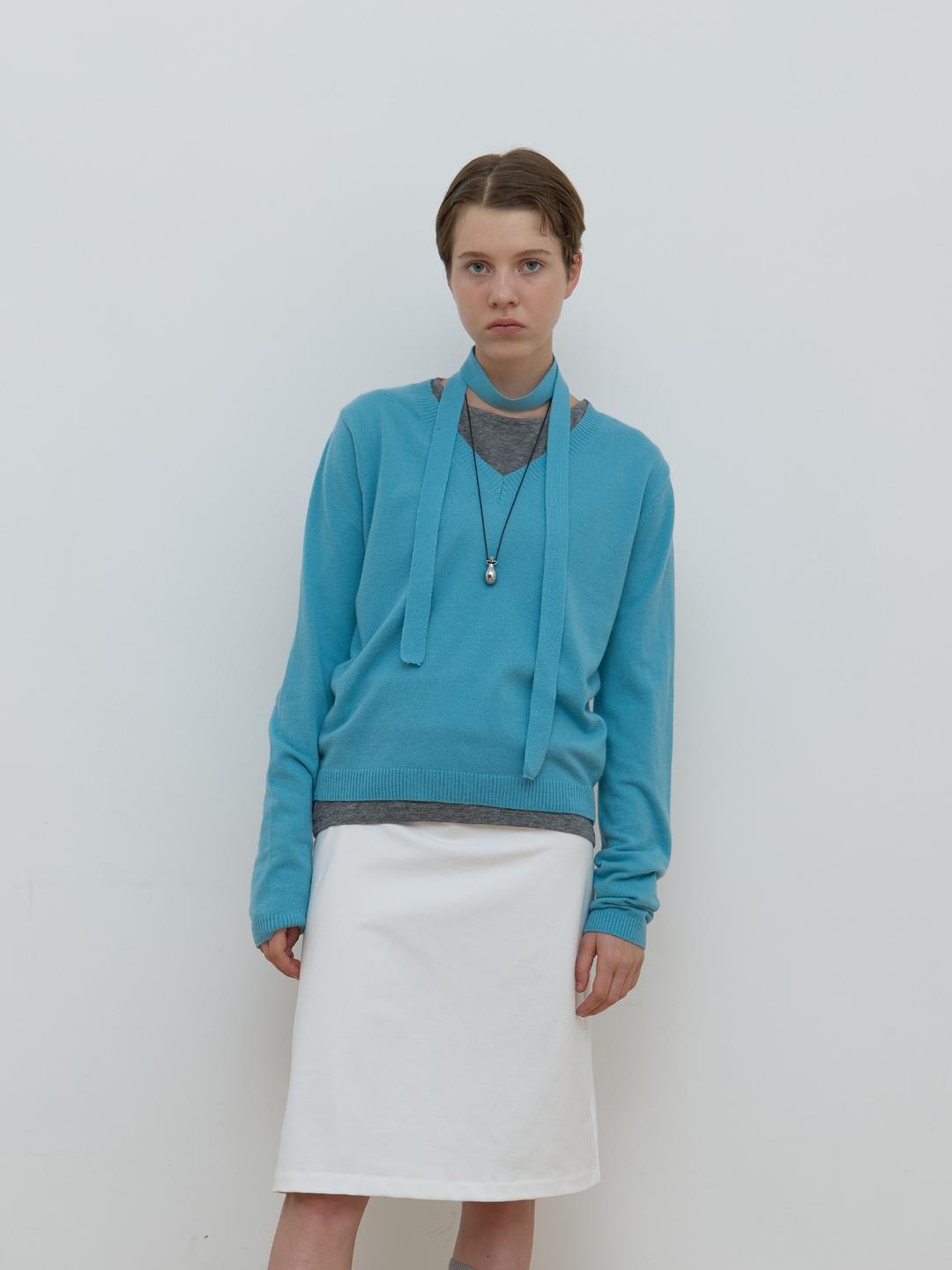 [11.07 순차출고_1차 리오더] TIE SET V-NECK CASHMERE KNIT_BLUE