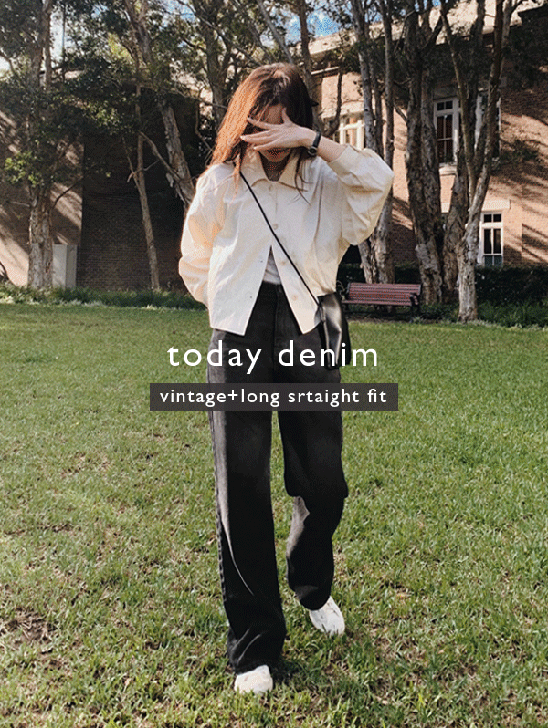 [1만장돌파] #SLOWMADE. 투데이 와이드 흑청데님팬츠 (+롱ver) - 4 size (프리오더: 5~10일 소요)