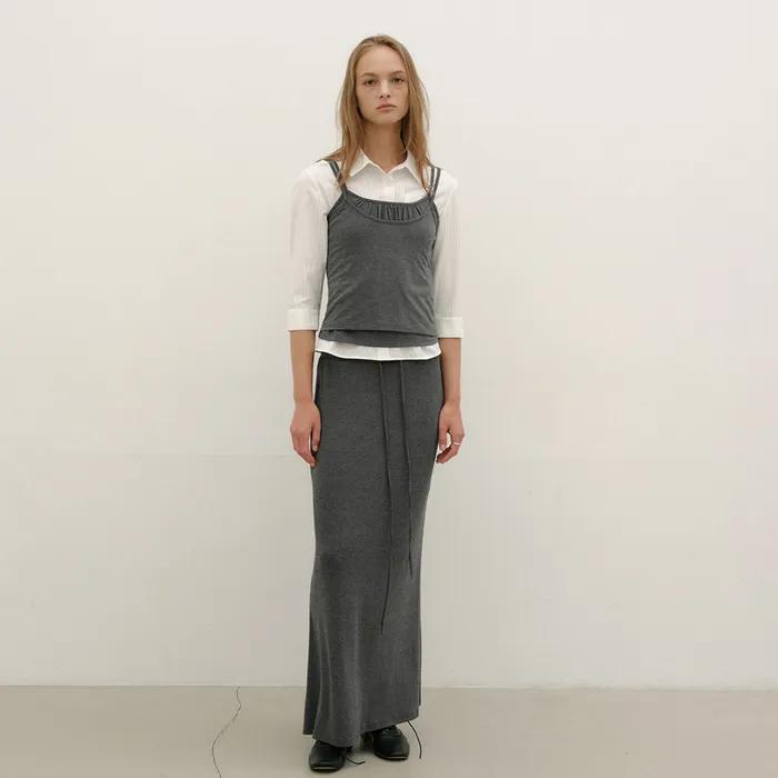 [4th REORDER] SILKY SWEAT MAXI SKIRT [CHARCOAL]