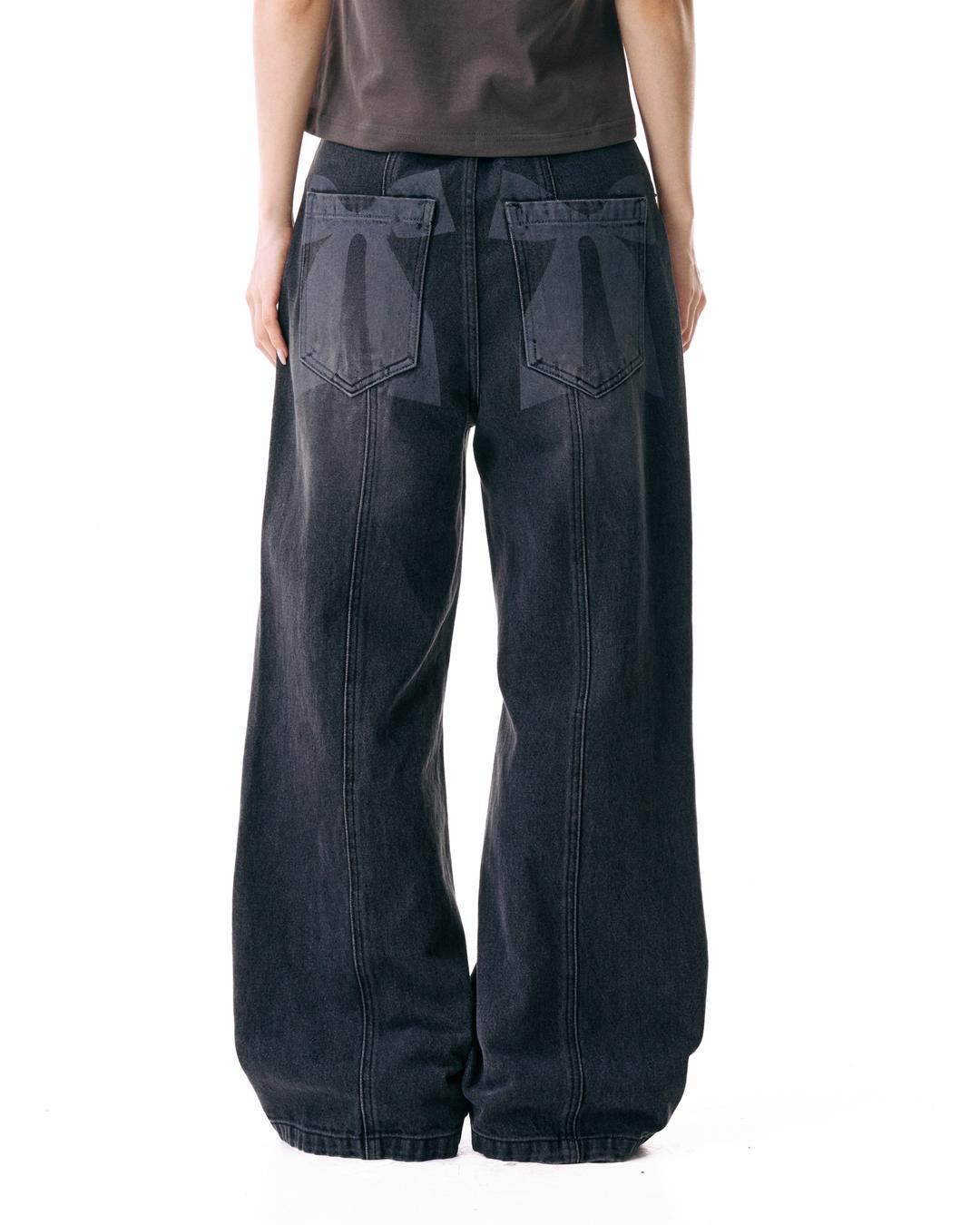 Ribbon Denim Pants (Black)