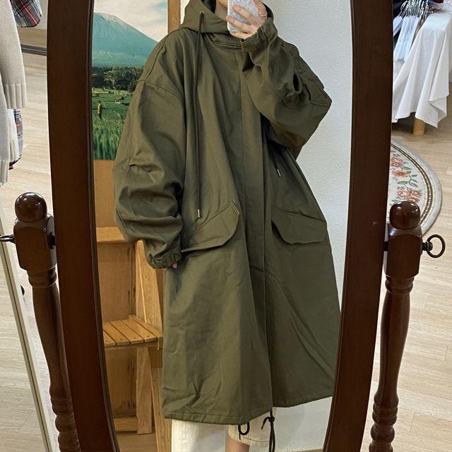 피쉬테일 기모 후드 야상(블랙/카키/남여공용)_키무엔드_2