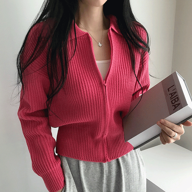 [국내/핏보장!] 오프닝 카라 골지 니트 집업 가디건