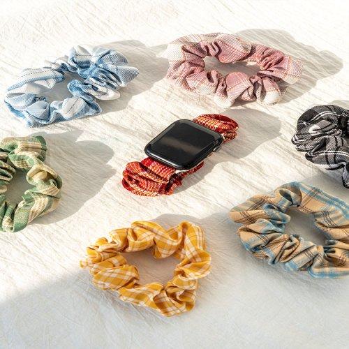 애플워치8 7 6 5 SE 2 전기종 호환 곱창 스트랩 밴드 + 머리끈 SET