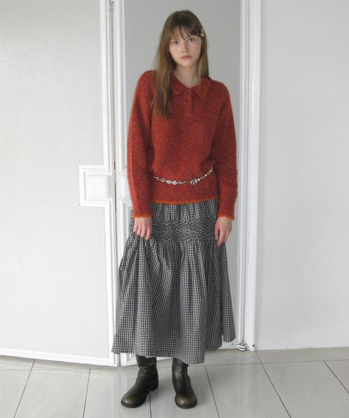 Sinoon Smocking Flared Skirt (Navy)