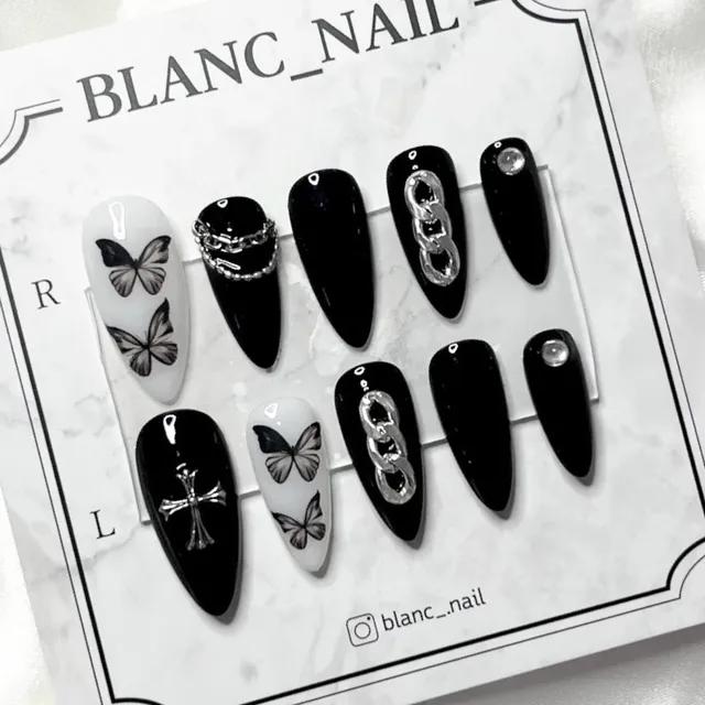 📢빠른출고/할인진행중📢*🖤러블리 힙 나비 투체인 네일팁/체인 제거 가능/2color