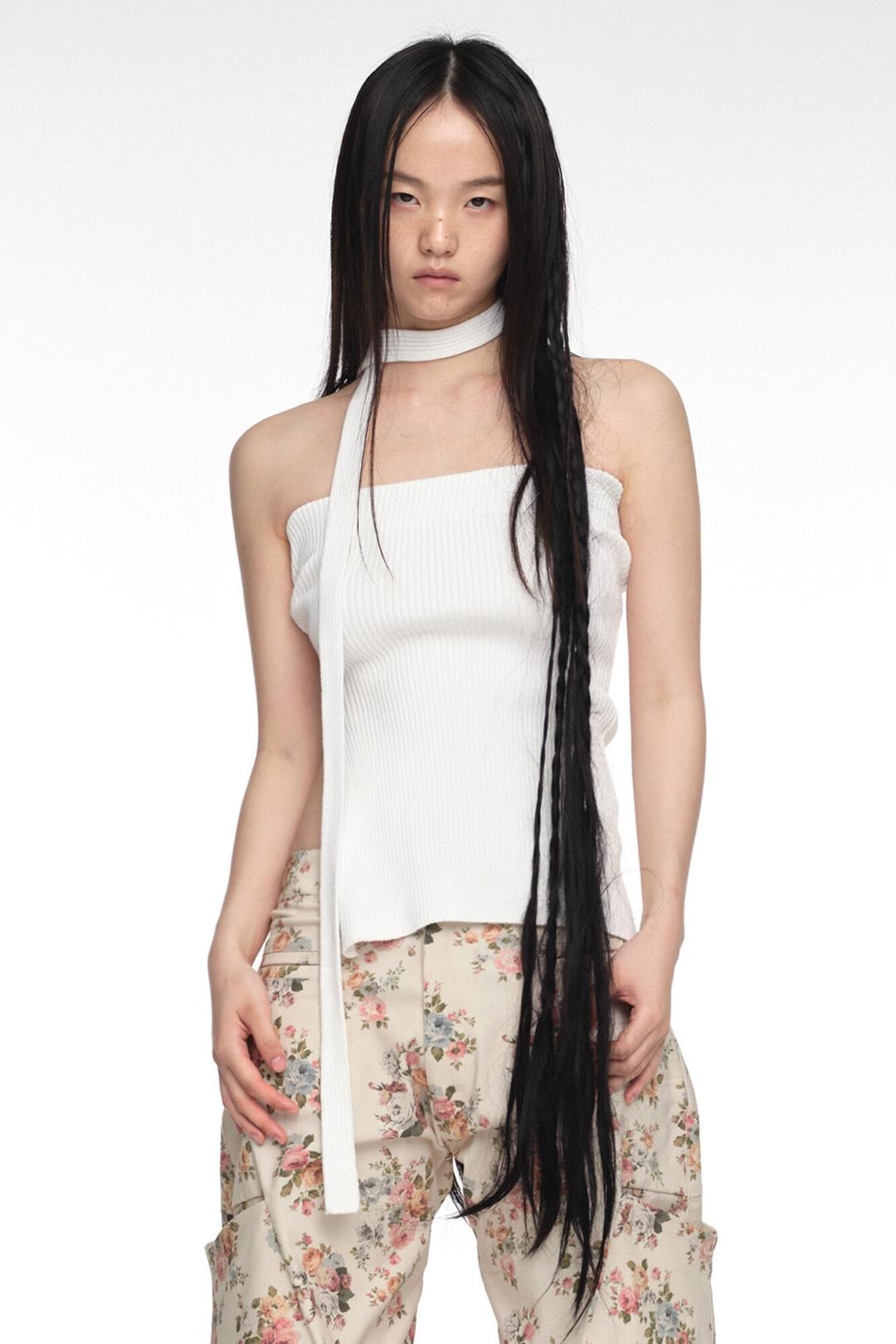 STRAP KNIT TANK TOP IVORY