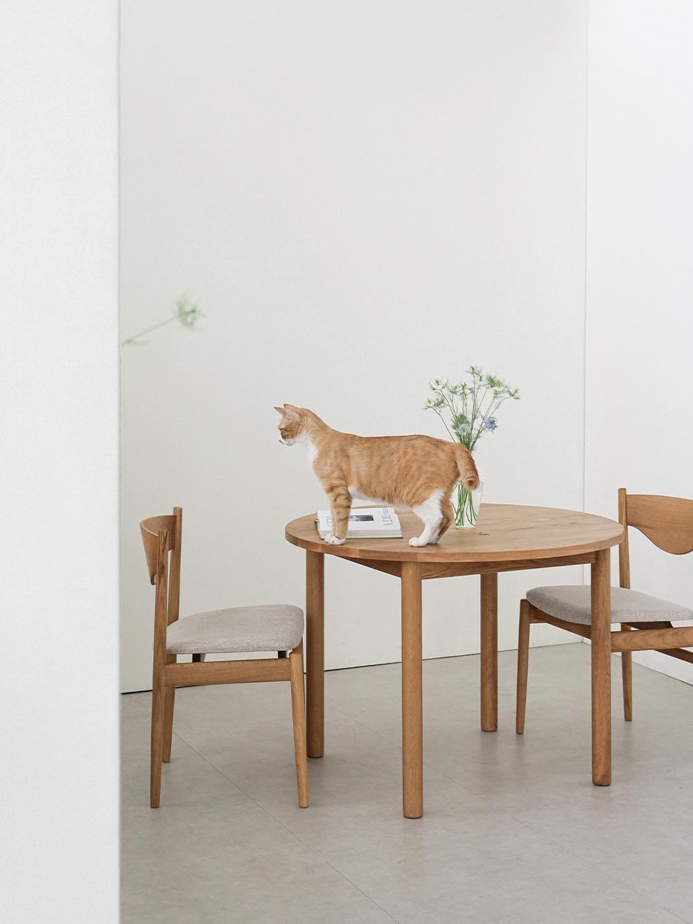 플레인 오크 원목식탁_원형