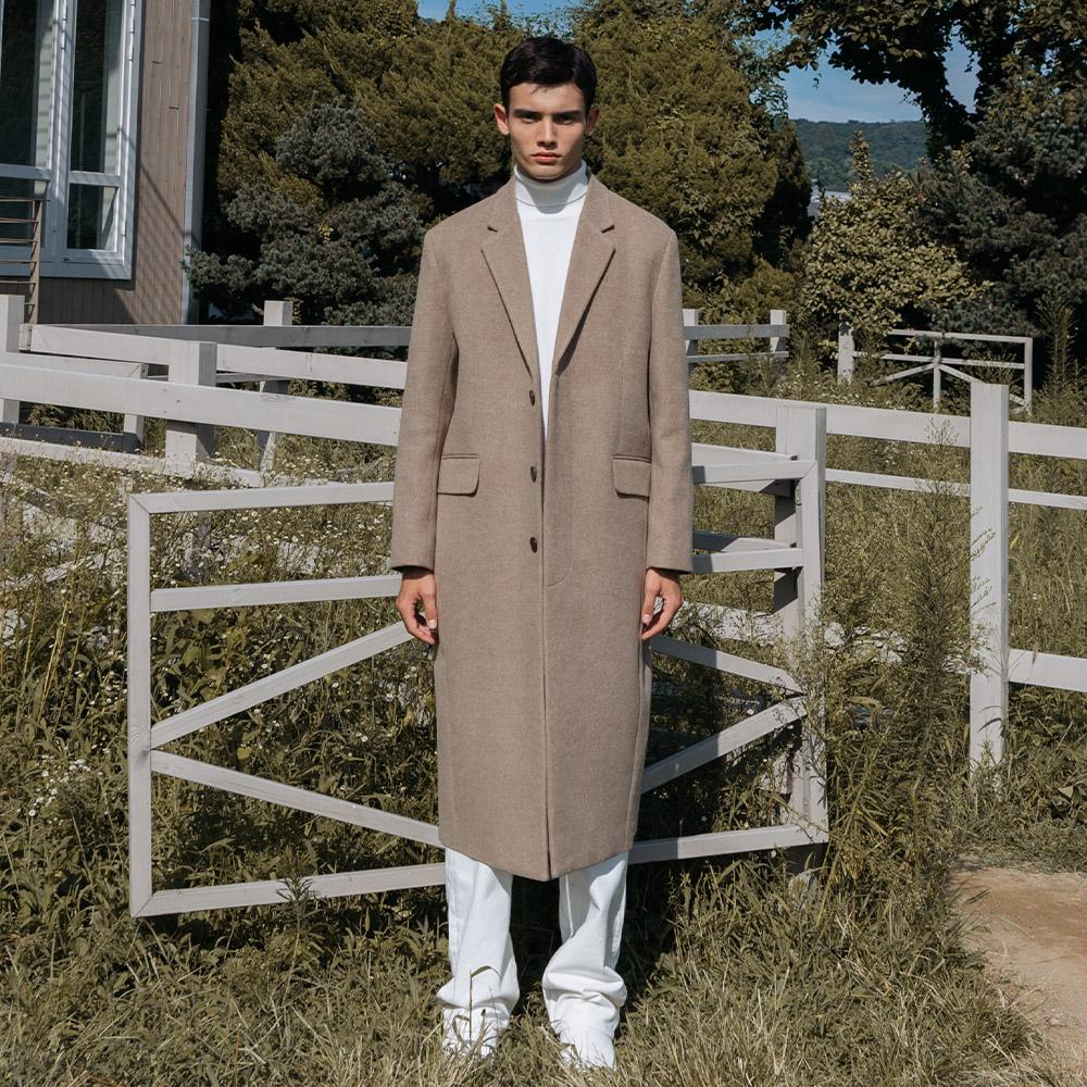 울 히든 싱글 롱코트 - OATMEAL BEIGE