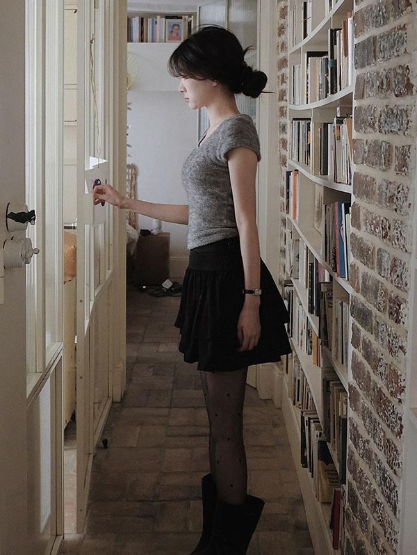 슬로우앤드 발레인 밴딩 캉캉스커트 (속바지안감!) - 2 color