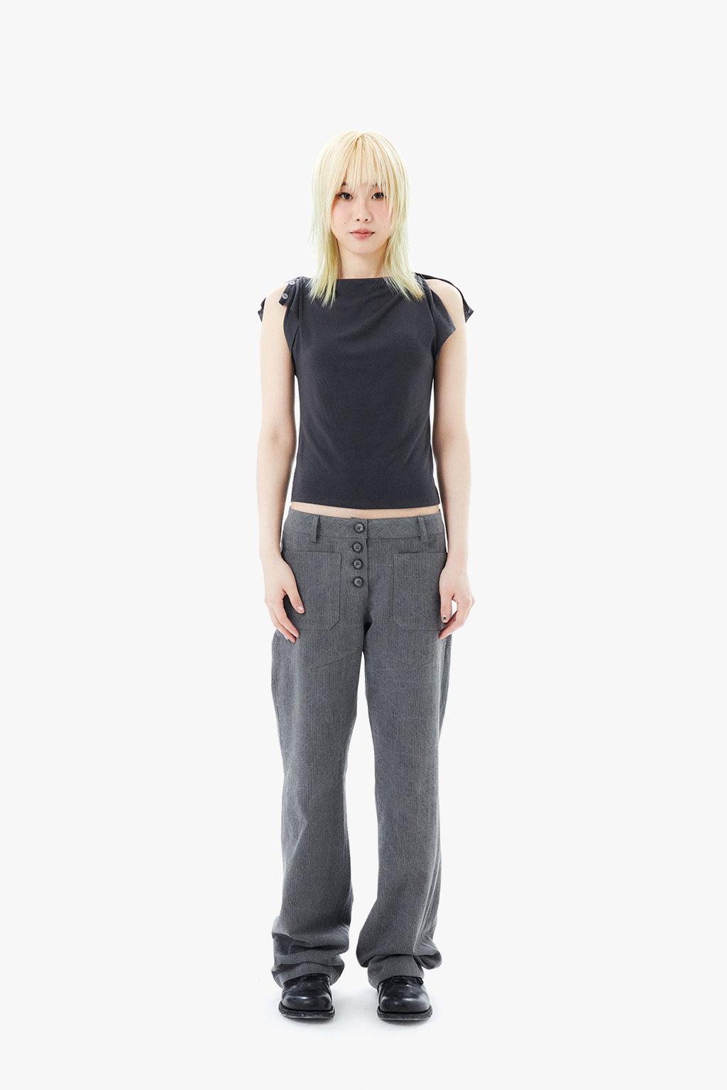 COWL SLEEVELESS / CHARCOAL
