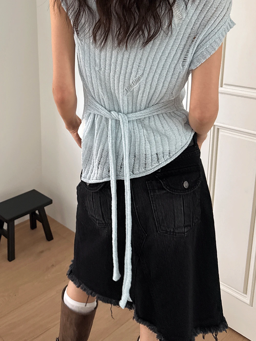DAMAGE UNBAL KNIT (2COLORS)