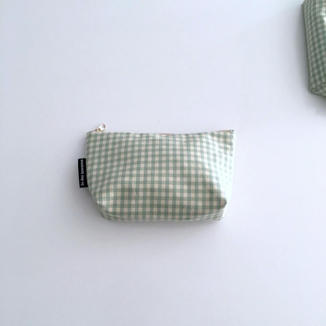 민트 체크 파우치(Mint check pouch)