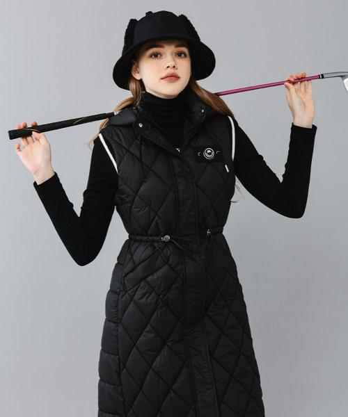 스트링 패딩 롱베스트 BLACK