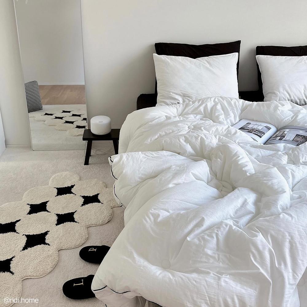 코튼캔디 파이핑 차렵이불 화이트 60수 순면 퀸 킹 라지킹이불세트 SS Q K