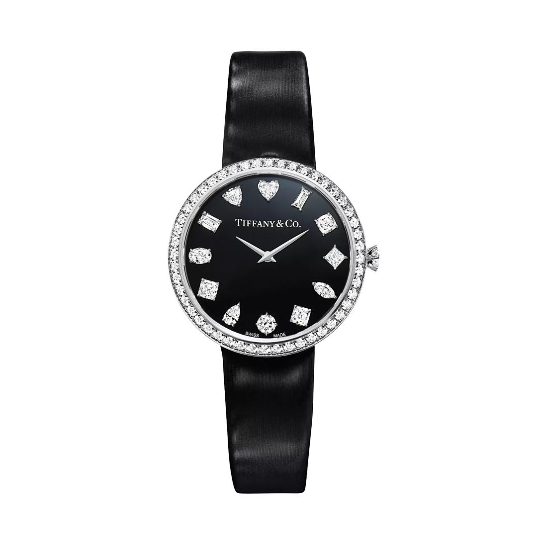 32mm 라운드 워치 화이트 골드, 다이아몬드 세팅