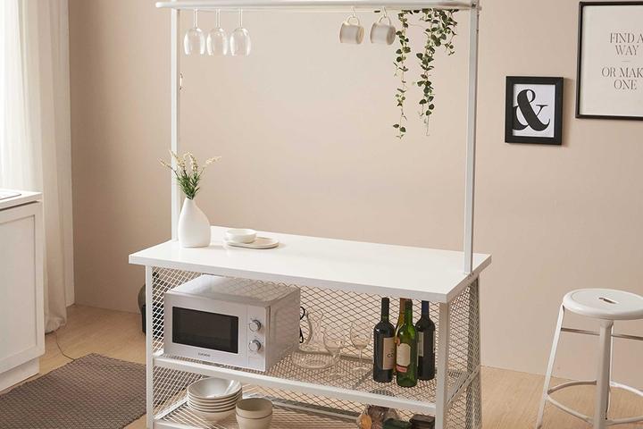 소나 1900 LED 멀티 철제 홈바 테이블 전자렌지 선반 2colors