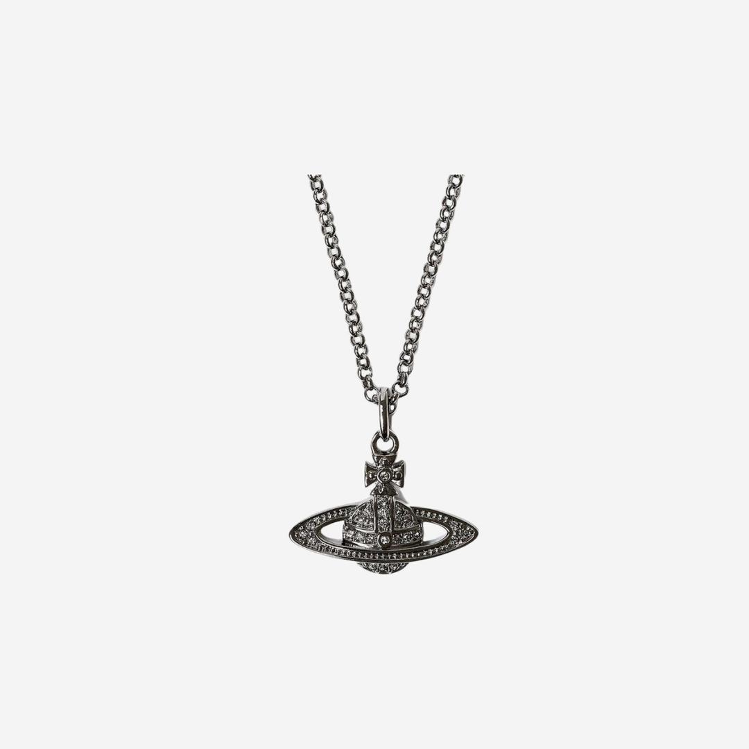 Vivienne Westwood Mini Bas Relief Orb Pendant Ruthenium Black Diamond