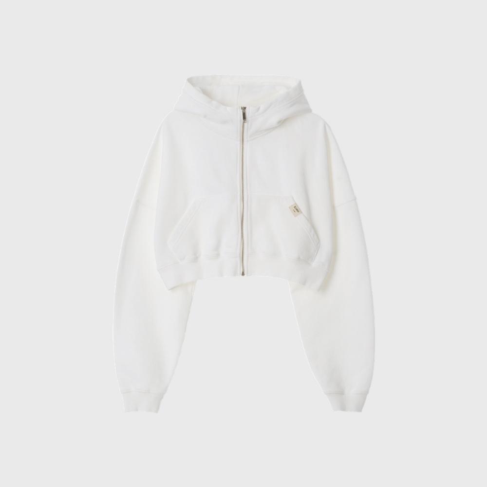 G CLASSIC WASHED CROP ZIP UP (WHITE)